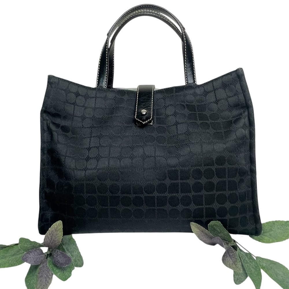 Kate Spade Women’s Black Fabric KS Signature Pattern Small Handbag Tote /Purse